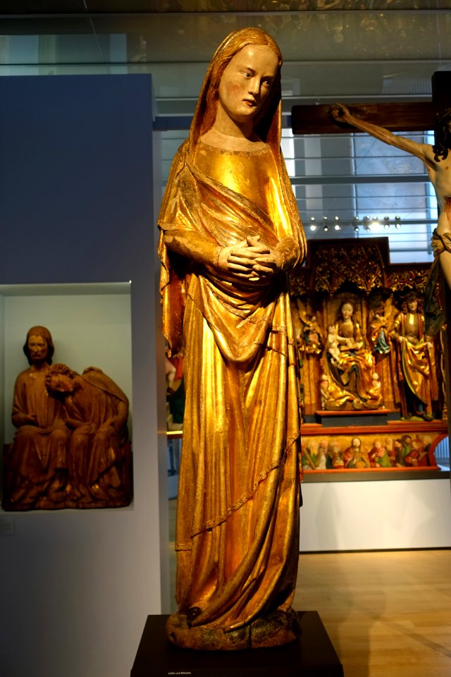 Maria and Johannes from a crucifixion group (Maria), Bodensee area, c. 1330 AD - Landesmuseum Württemberg - Stuttgart, Germany - DSC03026