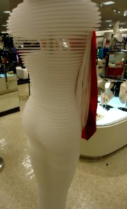 Manniken-like upright structure in clothing store in mall in New Jersey