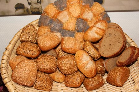 Basket baked goods whole wheat bread photo
