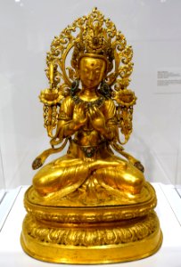 Manjushri, Tibet, 1700s-1800s AD, gilt bronze and semiprecious stones - Dallas Museum of Art - DSC04996
