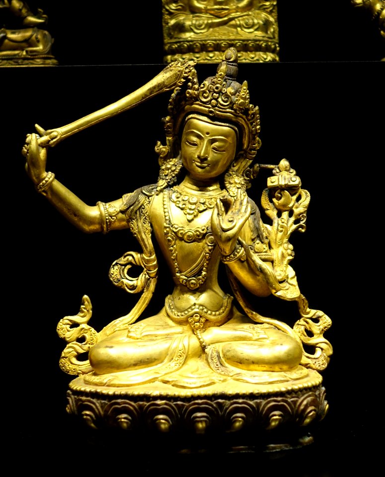 Manjushri Buddha, Qing dynasty, 18th century, bronze - Museu do Oriente - Lisbon, Portugal - DSC06934