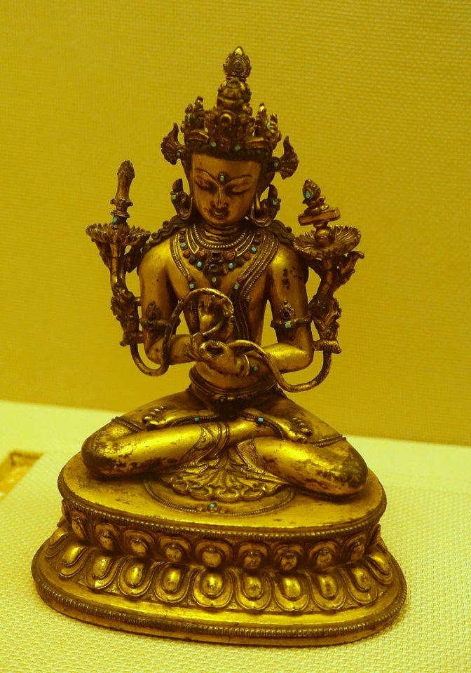 Manjusri Bodhisattva, Tibet, 1368-1644 AD, gilt copper - Sichuan Provincial Museum - Chengdu, China - DSC04392