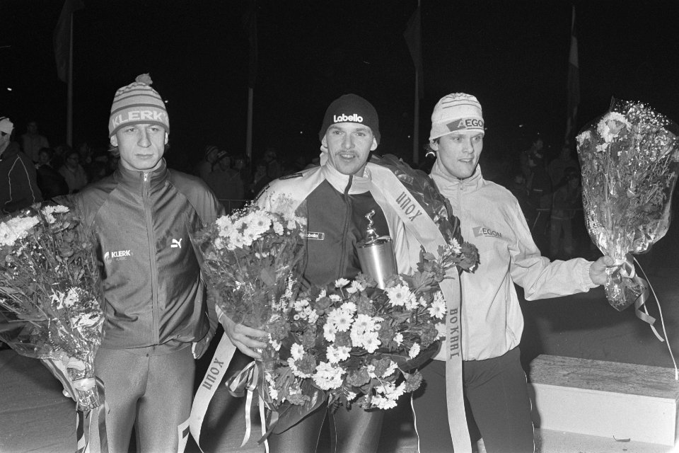 Marathon KNSB-beker in Haarlem v.l.n.r. Yep Kramer (2e Richard van Kempen (1e),, Bestanddeelnr 933-8529