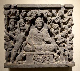 Mara's Attack, Gandhara, 3rd century AD, schist - Ethnological Museum, Berlin - DSC01622
