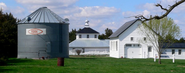 Maple Grove Sales Pavilion and Farrowing Barn from Rd W