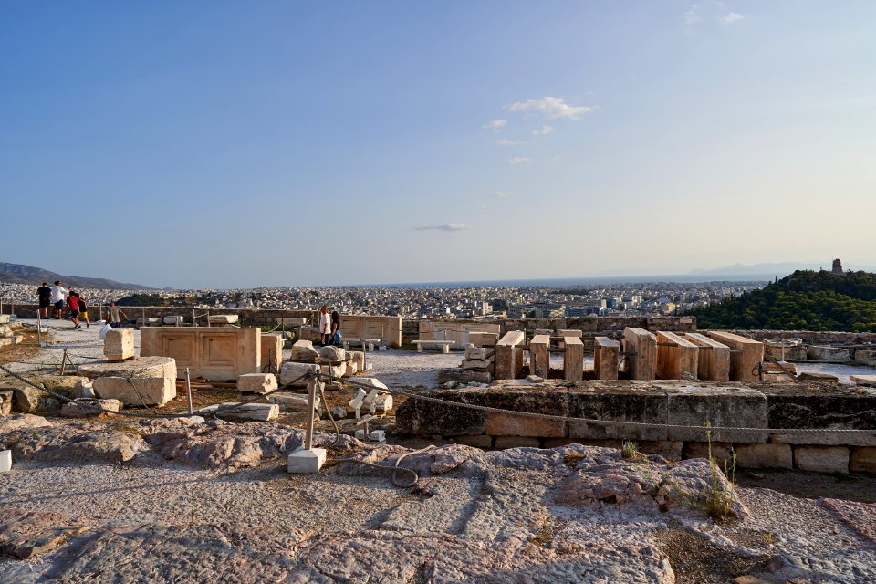 Marble slabs from the Parthenon on the Acropolis, 20 September 2020