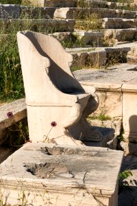Marble seat Dionysus Theatre Acropolis, Athens, Greece