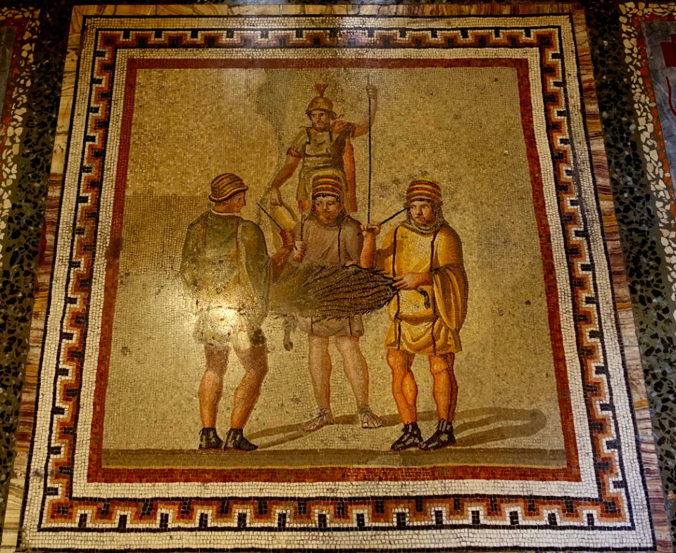 March (calendar mosaic), Roman, 2nd century AD, marble mosaic - Galleria Borghese - Rome, Italy - DSC04827