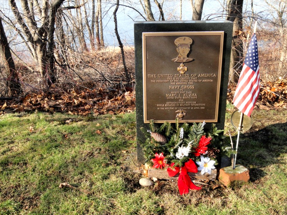 Marc J. Kuzma Navy Cross memorial - Hadley Falls Canal Park - DSC04444