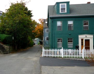 Marblehead Massachusetts house and street and tree and fence photo