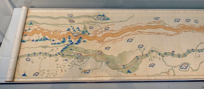 Map of the Grand Canal, 1 of 4, China, Qing dynasty, early 1700s, handscroll, ink and color on silk - Freer Gallery of Art - DSC05016