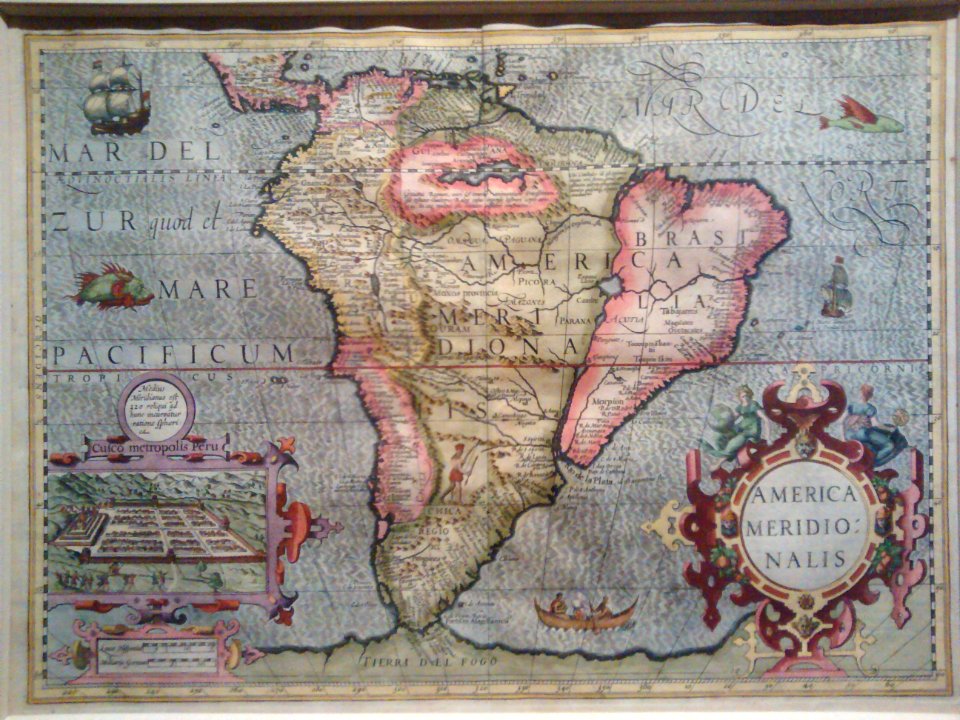 Map of South America with Inset View of Cuzco