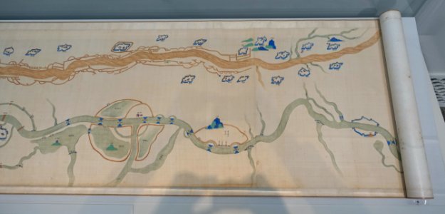 Map of the Grand Canal, 4 of 4, China, Qing dynasty, early 1700s, handscroll, ink and color on silk - Freer Gallery of Art - DSC05019