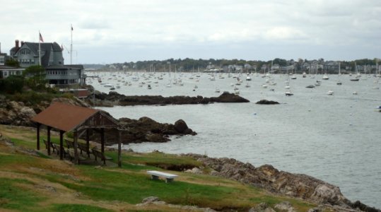 Marblehead Massachusetts view from peninsula towards town and harbor 2 photo