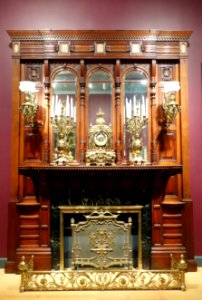 Mantel, Herter Brothers, New York, c. 1882, mahogany, mirrored glass, stone, other materials - Brooklyn Museum - DSC09462