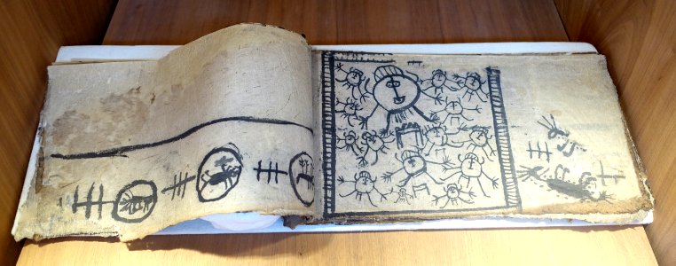 Manuscript with pictographic script, Pa Then - Vietnam Museum of Ethnology - Hanoi, Vietnam - DSC02979