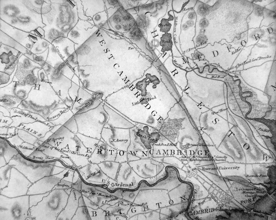 Map of Boston and its vicinity (detail 1), by John G. Hales, 1819 - reprinted in Fresh Pond, The History of a Cambridge Landscape, by Jill Sinclair, 2009 - Fresh Pond, MA - DSC02583