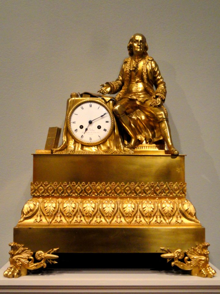 Mantel Clock, Jacques Nicolas Pierre Francois Dubuc, Paris, 1815-1819, ormolu, iron, glass, enamel - National Gallery of Art, Washington - DSC09687