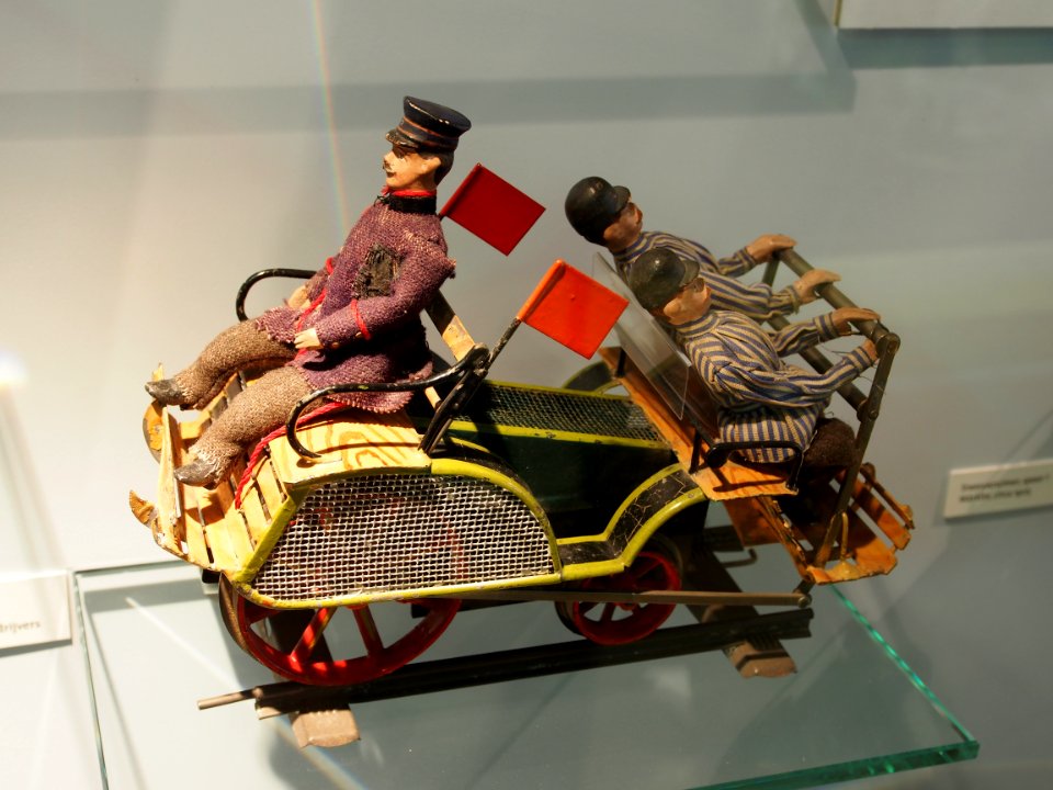 Märklin Draisine, spoor 1, ca 1906, Inspectiewagon met inspecteur en 2 aandrijvers pic2