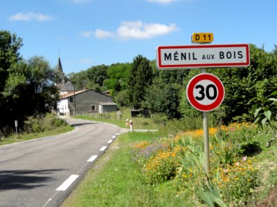 Ménil-aux-Bois (Meuse) city limit sign