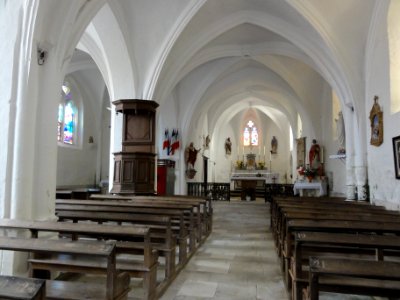 Méligny-le-Petit (Meuse) Église de l'Invention-de-Saint-Etienne, intérieur, les deux nefs photo