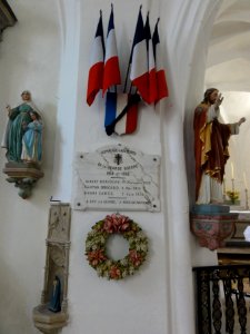 Méligny-le-Petit (Meuse) Église de l'Invention-de-Saint-Etienne, plaque monument aux morts