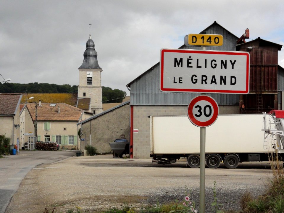 Méligny-le-Grand (Meuse) city limit sign