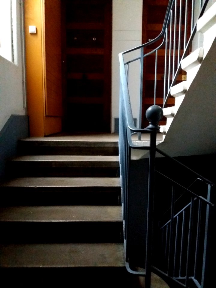 Lyon 8e - Musée urbain Tony Garnier, escalier et rampe