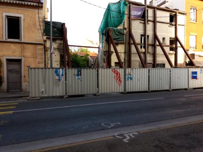 Lyon 8e - Route de Vienne, immeuble détruit au numéro 113, après éboulement