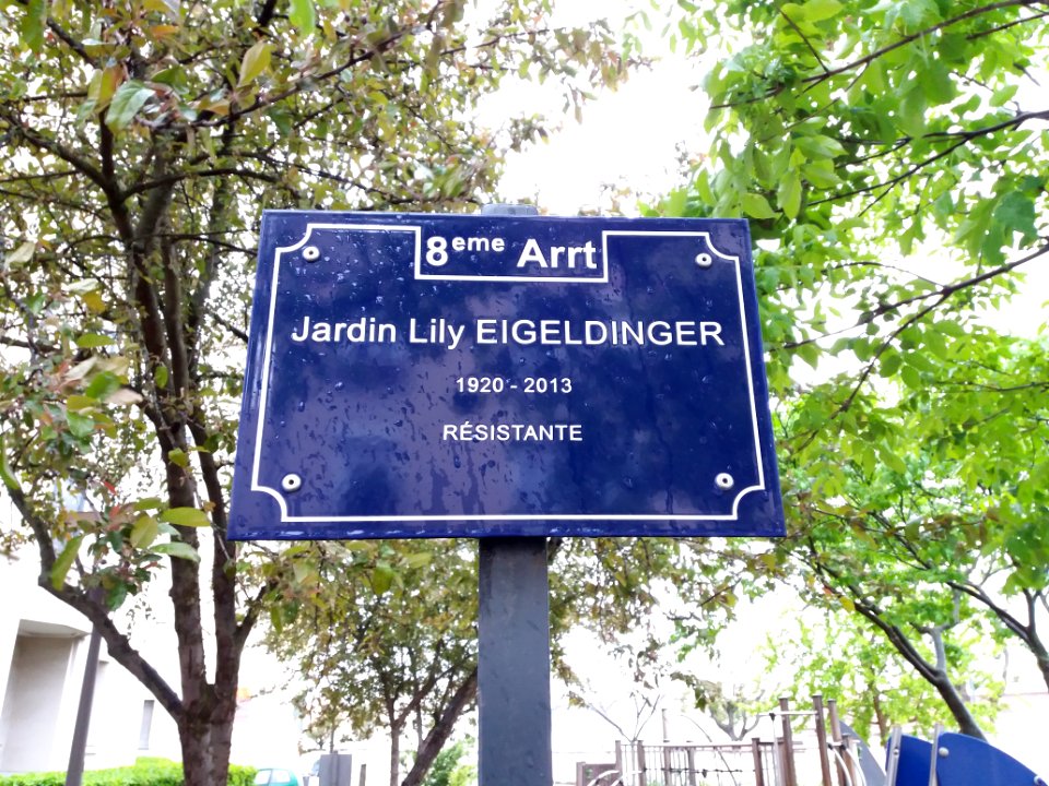 Lyon 8e - Jardin Lily Eigeldinger, plaque
