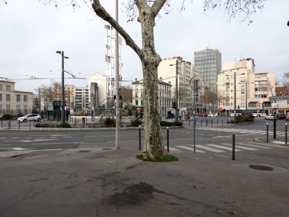 Lyon 8e - Place D'Arsonval, vue d'ensemble depuis le côté de l'hôpital 2