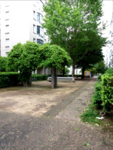 Lyon 8e - Musée urbain Tony Garnier, allée avec pergola