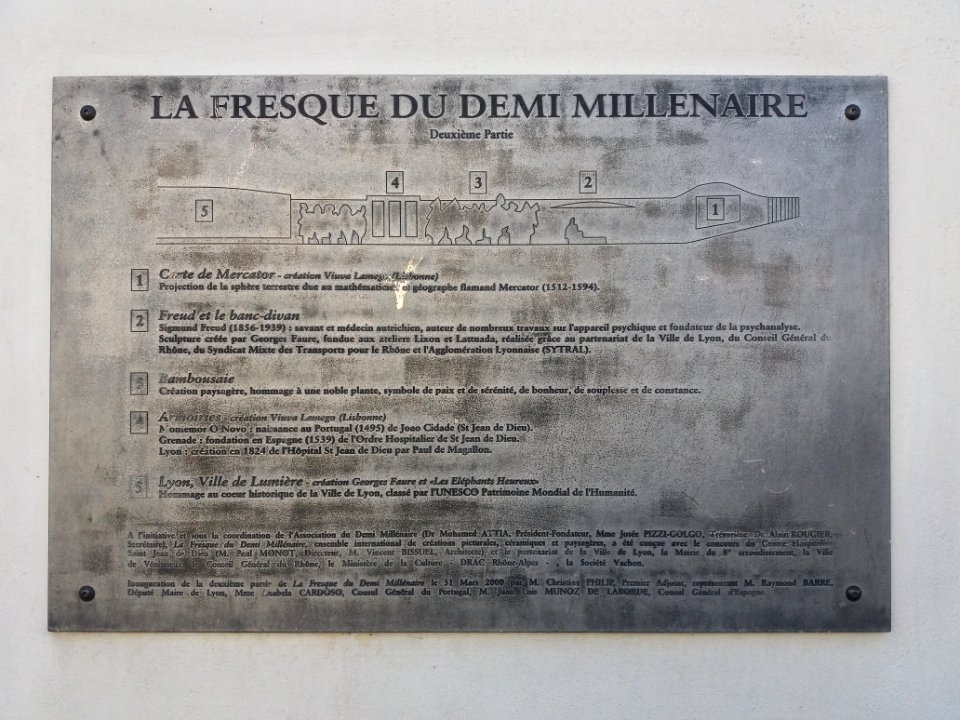 Lyon 8e - Route de Vienne, plaque fresque du demi-millénaire