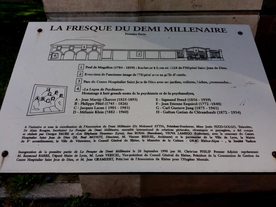 Lyon 8e - Route de Vienne, plaque La fresque du demi-millénaire, première partie