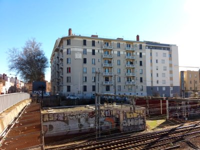 Lyon 8e - Rue Auguste Chollat, au niveau de la route de Vienne, vue depuis la rue Paul Duvivier