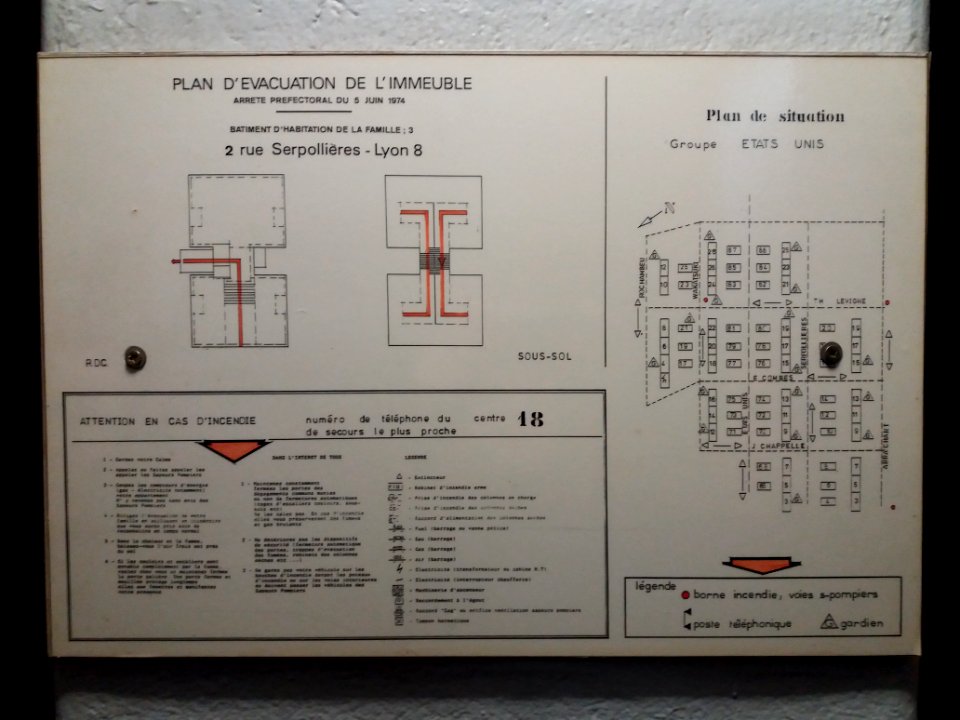 Lyon 8e - Musée urbain Tony Garnier, plan de situation et d'évacuation