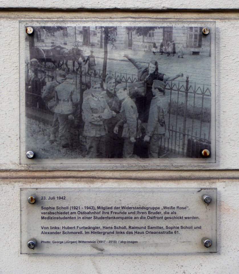 München, Orleansstr, Weiße-Rose-Gedenktafel, 1