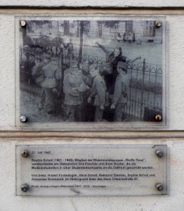 München, Orleansstr, Weiße-Rose-Gedenktafel, 1