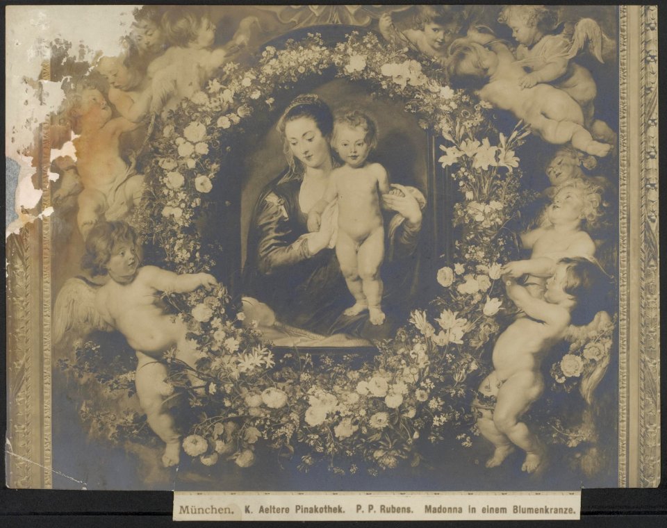 München. K.königlichen Aeltere Pinakothek. P.P. Rubens. Madonna in einem Blum…, Bestanddeelnr 158-2378