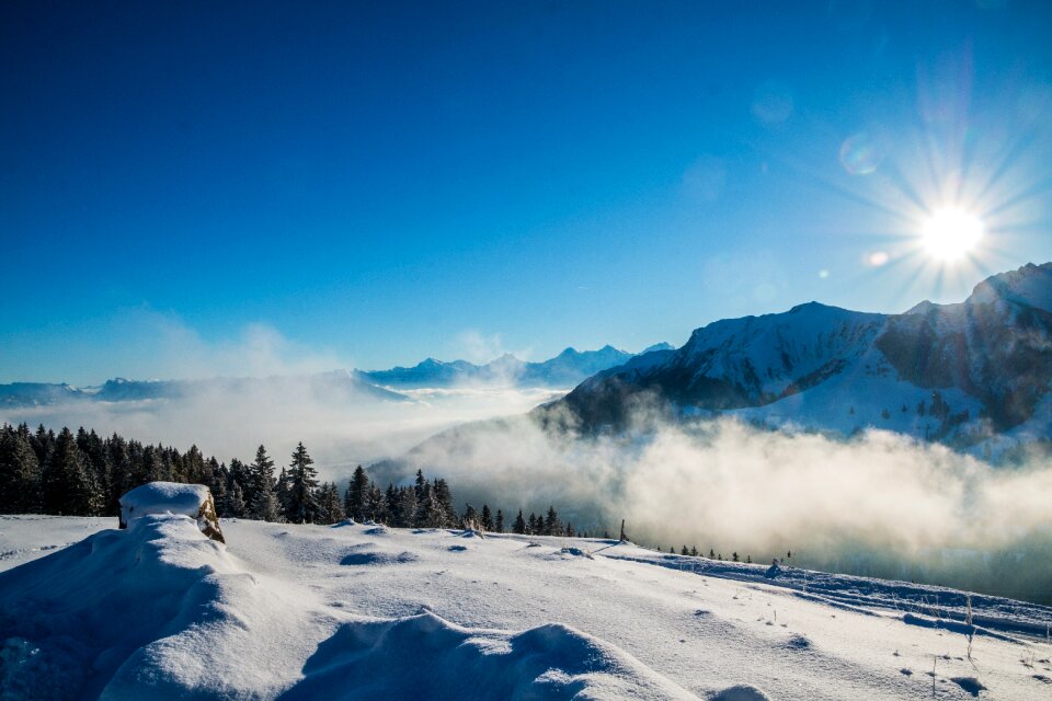 Snow sky sun photo