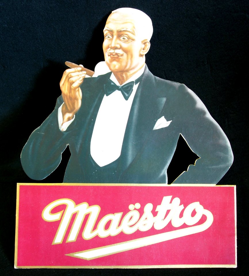 Maëstro kartonnen toonbank reclamebord