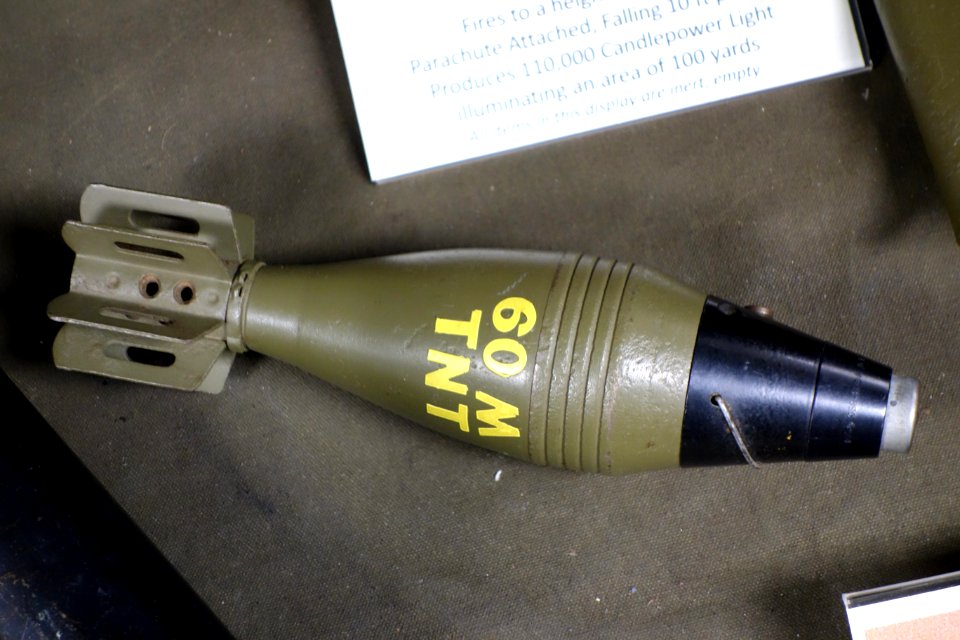 M49A2 High Explosive 60 mm Mortar Round - Fort Devens Museum - DSC07151