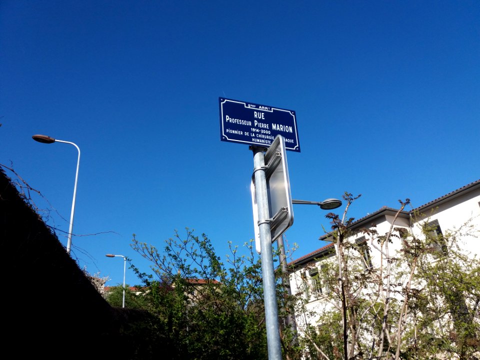 Lyon 5e - Rue Professeur Pierre Marion, plaque