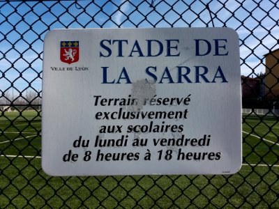 Lyon 5e - Rue Pauline-Marie Jaricot - Stade de La Sarra, plaque