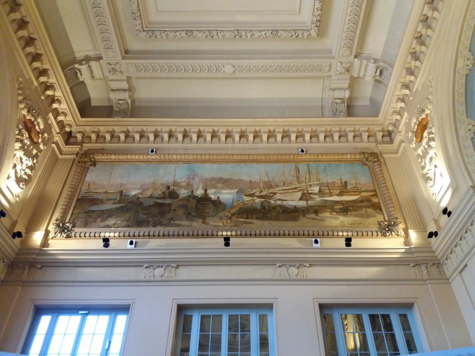 Lyon 6e - Gare de Lyon-Brotteaux, salle des pas perdus, peinture nord