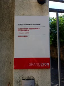 Lyon 9e - Plaque Direction de la voirie - Atelier dépôt