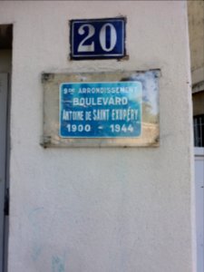 Lyon 9e - Plaque boulevard Antoine de Saint Exupéry