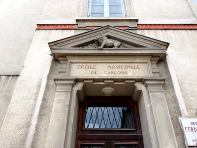 Lyon 5e - Rue Benoist-Mary - École Ferdinand Buisson, plaque école municipale de garçons