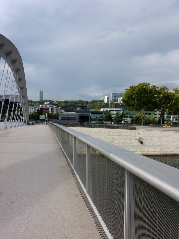 Lyon 9e - Pont Robert Schumann - Vue sur Vaise et la tour panoramique de la Duchère