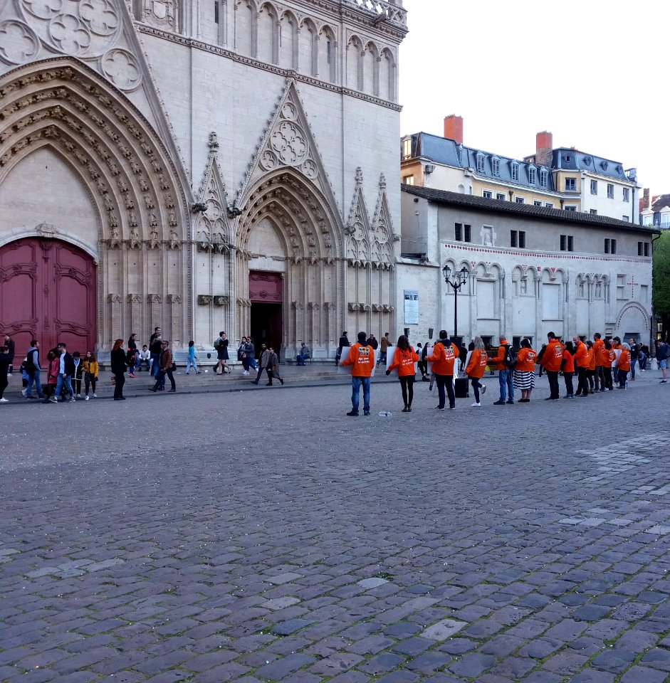 Lyon 5e - Place Saint-Jean, manifestation de L214 devant la cathédrale